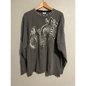 Vintage Harlequin Mens T Shirt XL Zebra Graphic Print National Wildlife 1993